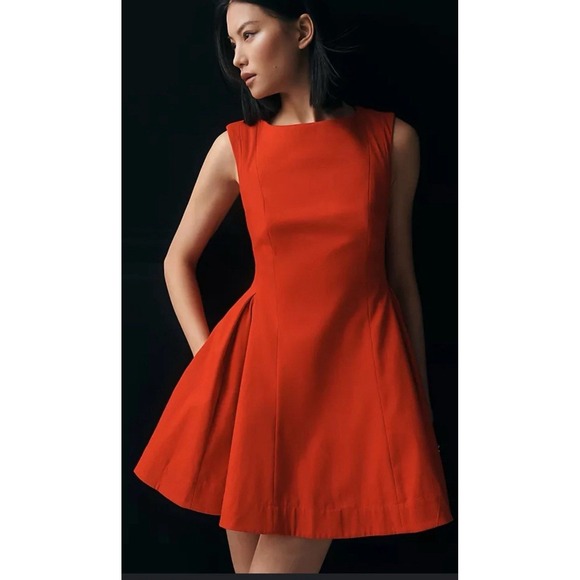 Anthropologie Dresses & Skirts - Anthropologie Maeve Red Fit &‎ Flare Dress Size 4 Cut Out Back